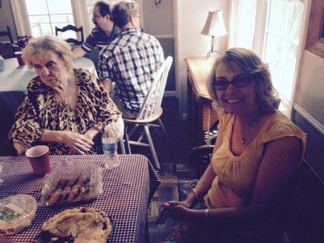 Here Nancy Noble, my kidney recipient, sits with her mother, Maureen Hirsch, at a gathering in her home last summer.